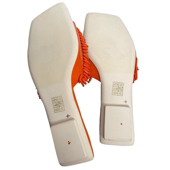 Free People JEFFREY CAMPBELL Orange Beaded Salsa Slip On Sandals Size 7 NEW Flat - Picture 5 of 5